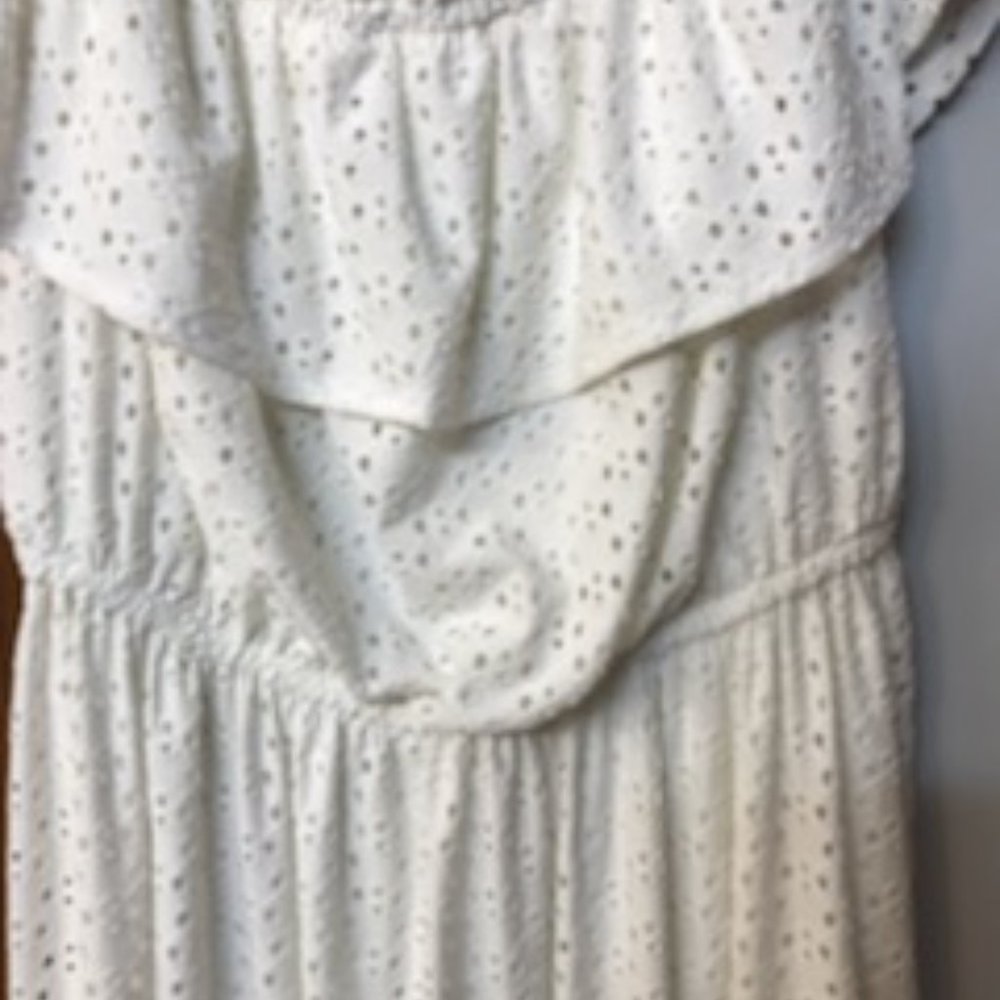 LANE BRYANT UEC Size 14/16 white cream high-low eyelet dress w/ belt - Picture 6 of 16